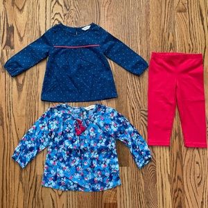 Polka-Dot Top, Floral Top and Legging Set